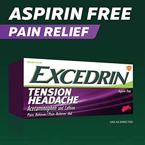 Excedrin Tension Headache Relief Caplets Without Aspirin for Head, Neck and Shoulder Pain Relief - 100 Count