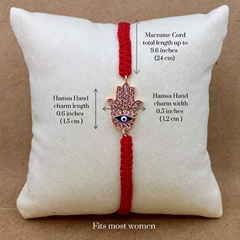 KISONI Hamsa Bracelet Cubic-Zirconia Evil Eye Hand of Fatima Charm Protection Red String Bracelets