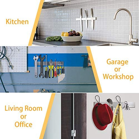 SMART&COOL Self-adhesive Magnetic Knife Holder, Magnetic Knife Strip for Wall Mounting, no Drilling (Stainless Steel-11.69 in)