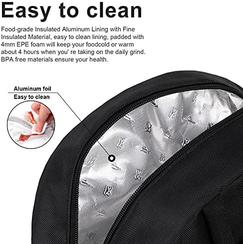 BALORAY Lunch Bag for Women Men Insulated Lunch Box for Adult Reusable Lunch Tote Bag for Work, Picnic, School or Travel (Solid Black)