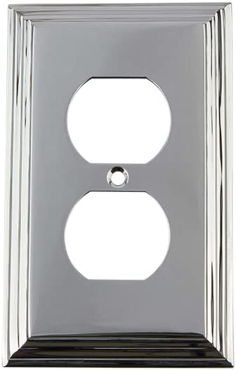 Nostalgic Warehouse 719884 Deco Switch Plate with Outlet, Bright Chrome
