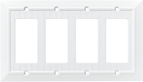 Franklin Brass W35276-PW-C Classic Beadboard Quad Decorator Wall Plate/Switch Plate/Cover, Pure White