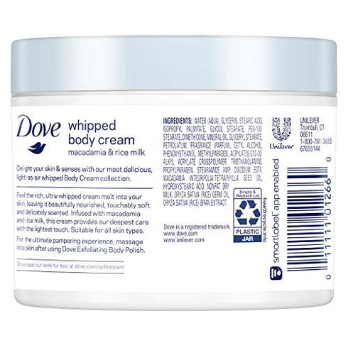 Dove Whipped Macadamia and Rice Milk Body Cream 10 oz