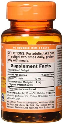 Puritans Pride Zeaxanthin 4mg with Lutein 10mg, Supports Healthy Eyes and Vision*, 60 ct