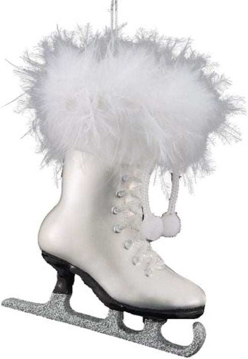 Noble Gems Kurt Adler 4-1/4-Inch Glass White Ice Skate Ornament
