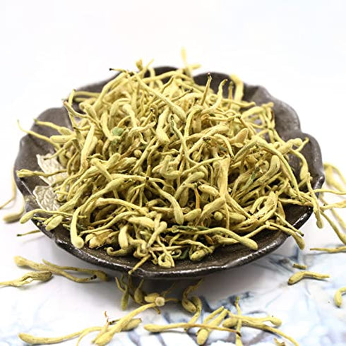 FullChea - 100% Pure Natural Dried Honeysuckle - Jin Yin Hua Honeysuckle Tea - Premium Lonicera Japonica Flower Tea - Detox & Wellness Support - 1.58oz/45g