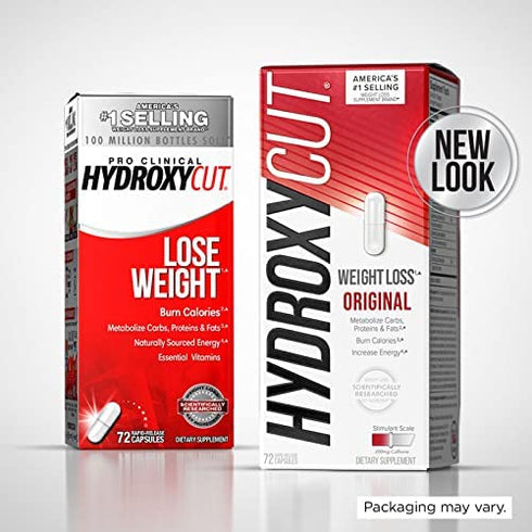 Weight Loss Pills for Women & Men | Hydroxycut Pro Clinical | Weight Loss Supplement Pills | Metabolism Booster for Weight Loss | Weightloss & Energy Supplements, 72 Caps (Packaging May Vary)