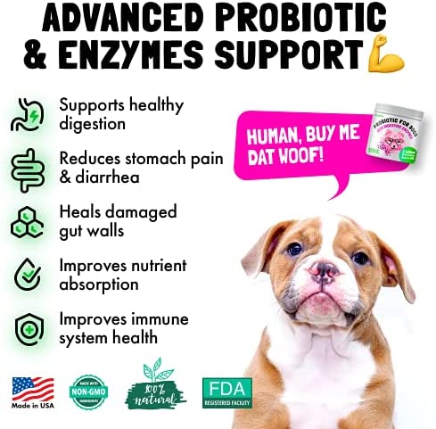 LEGITPET Probiotics for Dogs with Natural Digestive Enzymes + Prebiotics for Allergy & Itch Relief + Coprophagia Treatment & Anti Diarrhea for Dogs