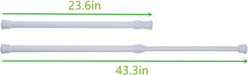 Spring Tension Curtain Rod, 4 Pack Tension Rods Cupboard Bars Adjustable Spring Steel Tensions Rod Shower Rod Closet Rod 23.6-43.3 Inches