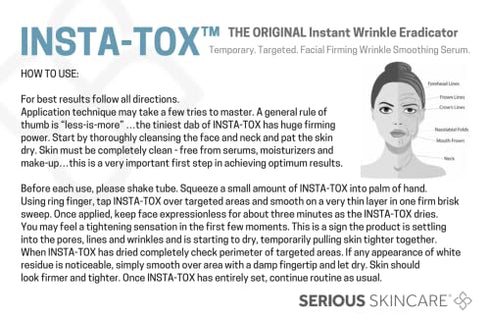 Serious Skincare INSTA-TOX Instant Wrinkle Smoothing Serum TRIO - Improves appearance of Fine Lines & Wrinkles -Temporarily Tightens Skin - Instant Line Filler - Three .75 oz. Tubes (3Pack)