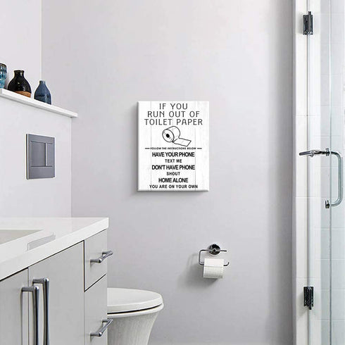 Kas Home Funny Bathroom Canvas Wall Art | Rustic Bathroom Prints Decorative Signs Framed | Restroom Washroom Wall Decor