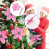 Festivous Wishel Pack of 12 Glitter Artificial Wedding Christmas Flowers Glitter Poinsettia Christmas Tree Ornaments (Pink)
