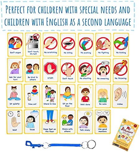 My Behaviour Cards 27 Flash Cards for Visual aid Special Ed, Speech Delay Non Verbal Children and Adults with Autism or Special Needs