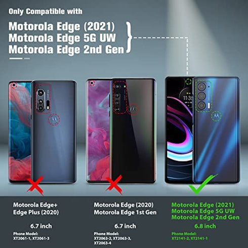 for Motorola Moto Edge 2021 (Edge 5G UW) Case: Dual Layer Protective Heavy Duty Cell Phone Cover Shockproof Rugged with Non Slip Textured Back - Military Protection Bumper - 6.8inch (Black Blue)