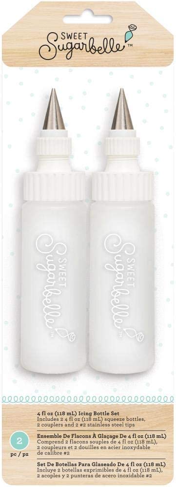 Sweet Sugarbelle Cookie Icing Bottles - 4 Ounce & 8 Ounce Squeeze Bottles with Couplers and Stainless Steel Tips
