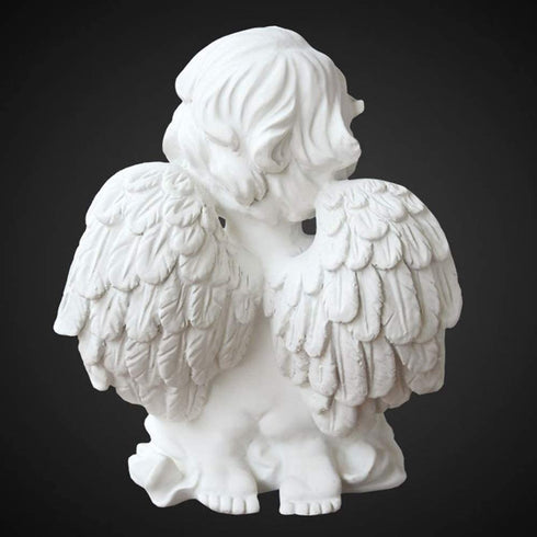 OwMell 6.3 Inch Kneeling Praying White Baby Cherubs/Angels Resin Garden Statue Figurine Indoor Outdoor Home Garden Decoration Wings Angel Statue Sculpture Memorial Statue