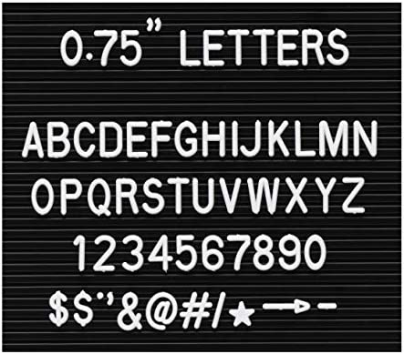 3/4 Inch Letters for Flet Letter Boards,300 Pieces Including Letters, Numbers & Symbols for Changeable Plastic Message Boards (White)