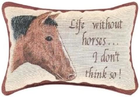 Manual 12.5 x 8.5-Inch Decorative Throw Pillow, Life without Horses