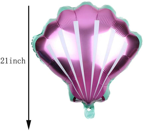 5PCS Mermaid Foil Balloons Balloons Mermaid Shell Balloons Helium Mylar Foil Balloon for Mermaid Under The Sea Birthday Party Baby Shower Decorations