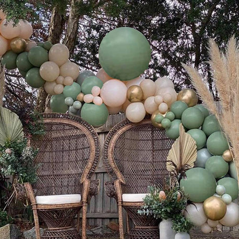 DIY Retro Olive Green Balloon Garland Arch Kit-Ivory White,Sage Green,Metallic Chrome Gold Balloons for Baby&Bridal Shower, Birthday Party, Wedding, Grad, Anniversary Party ¦