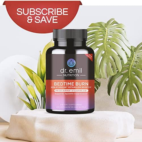 DR EMIL NUTRITION Bedtime Burn PM Fat Burner - Sleep Aid and Nighttime Appetite Suppressant - Stimulant-Free Weight Loss Pills and Metabolism Booster for Women and Men, 30 Day Supply