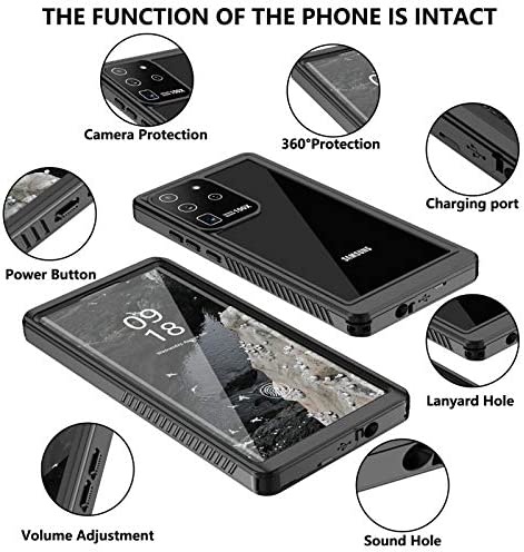 ANTSHARE for Samsung Galaxy S20 Ultra Case Waterproof, Built in Screen Protector 360° Full Body Heavy Duty Protective Shockproof IP68 Underwater Case for Samsung Galaxy S20 Ultra 6.9inch Black/Clear