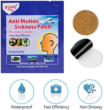 ifory 40 Count Motion Sickness Patches, for Kids and Adults Cruise, Plane, Train, Bus, Sea Scikness Patches with Waterproof and Non Drowsy
