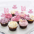 Ercadio 24 Pack It's a Girl Cupcake Toppers Pink Glitter Dress Cupcake Picks Baby Shower Gender Reveal Girls Birthday Party Cake Decorations Supplies