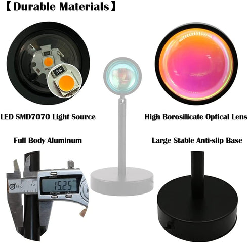 Sunset Lamp Projector, Sunset Light Sunlight Lamps, Sunset Projection Lamp, Golden Hour Sunlamp Solset Lamp, The Sun Set Aura Sunrise Halo Lights Bright, Led Romantic Vibe Night Light for Room Decor