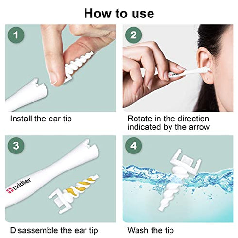 Tvidler Spiral Ear Wax Removal Kit - The Safe, Effective, Comfortable and Eco-Friendly Ear Wax Removal Solution. Ear wax cleaner comes with 6 reusable tips