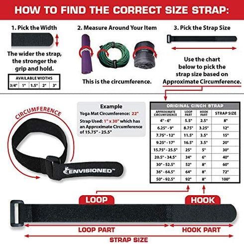Reusable Cinch Straps 2" x 60" - 6 Pack, Multipurpose Strong Gripping, Quality Hook and Loop Securing Straps (Black)