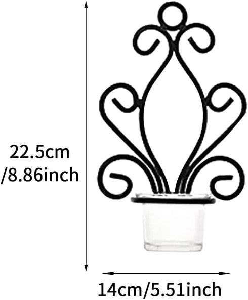 GEZICHTA Wall Candle Sconces, 2pcs 5.58.9inch Candle Sconces Holders with Glass, Tea Light Candle Sconces for Bedroom, Dining, Room, Weddings(Black) free size