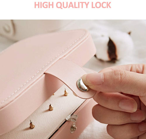LATIT Small Jewelry Box for Women Girls,Portable Travel Mini Jewelry Organizer Box PU Leather Travel Jewelry Organizer Case Jewelry Holder Display for Ring Earrings Necklace Bracelet Bangle/Pink