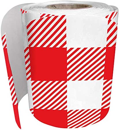 Schoolgirl Style Woodland Whimsy Red and White Bulletin Board Borders, 36 Feet of Scalloped Gingham Classroom Borders for Bulletin Board, White Board, Cork Board, Red & White Desk, Classroom Decor
