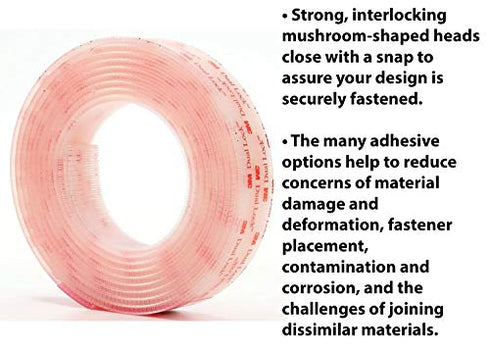 3M Dual Lock Reclosable Fasteners, Heavy Duty Industrial Use, Clear, TB3561, 1" x 10 ft Mated Strip, Indoor/Outdoor Use, Great for Metal, Glass, Acrylic, PC, ABS