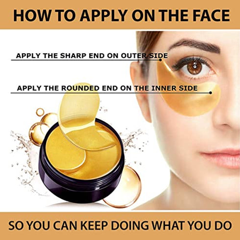 Under Eye Mask Patches Collagen, Gold Eye Patches for Puffy Eyes, Eye Mask for Dark Circle. 24K Gold Eye Mask, Under Eye Gel Pads, Eye Masks for Dark Circles and Puffiness Treatment Eye Masks Skincare