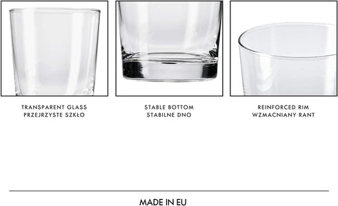 KROSNO Drink Water Juice Drinking Glasses | Set of 6 | 8.5 oz | Pure Collection | Perfect for Home, Restaurants and Parties | Dishwasher Safe