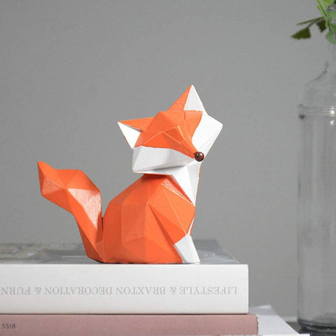 Garneck Resin Decoration Fox Geometric Modern Design Ornaments Family Sculpture Artwork (Size S: 3.9x1.5x3.9inch )