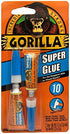 Gorilla Super Glue, Two 3 Gram Tubes, Clear, (Pack of 2)