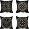 rouihot Set of 4 Throw Pillow Covers Nordic Ancient Scandinavian Shield Viking Magical and Runes White Black Emblem 18x18 Inch Home Decor Pillowcases Square Pillow Cases Cushion Covers for Sofa