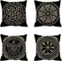 rouihot Set of 4 Throw Pillow Covers Nordic Ancient Scandinavian Shield Viking Magical and Runes White Black Emblem 18x18 Inch Home Decor Pillowcases Square Pillow Cases Cushion Covers for Sofa