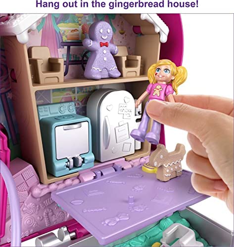 Polly Pocket Candy Cutie Gumball Compact, Gumball Theme with Micro Polly & Margot Dolls, 5 Reveals & 13 Related Accessories, Pop & Swap Feature, Great Gift for Ages 4 Years Old & Up
