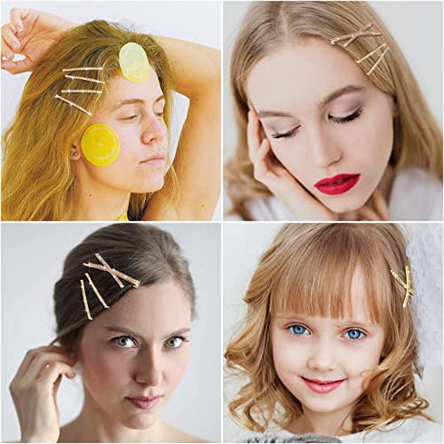 12 Pieces Rhinestone Bobby Pins Decorative Fancy Crystal Hair Clips Shiny Metal X Shaped Barrettes Bling Diamond Wedding Bridal Shower Hair Accessories for Women Ladies Girls (Gold, Fresh Style)