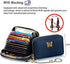 imeetu RFID Credit Card Holder for Women Small Leather Zipper Card Case Wallet with Removable Keychain (Blue)