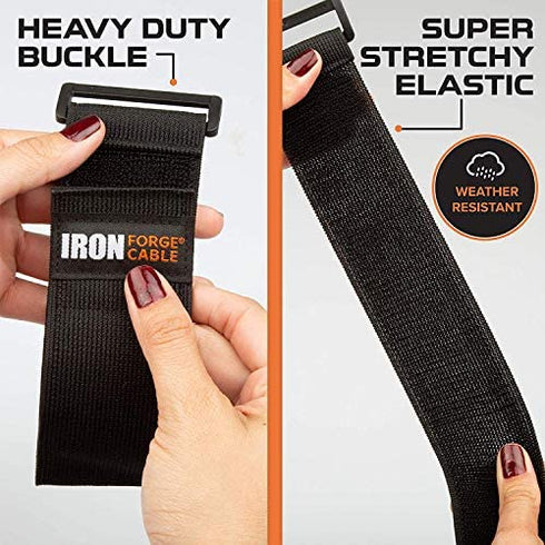 Extension Cord Wrap Organizer, 4 Pack of Elastic Storage Straps - 24 Inch Stretchy Hook and Loop Cinch Straps for Power Cables, Hoses, Ropes, and More
