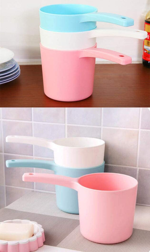 3Pcs Thicken Plastic Bathing Ladle Water Dipper with Handle Kitchen Ladles Bath Cups