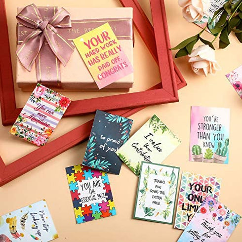 100 Motivational Cards Mini Unique Inspirational Compliment Cards Appreciate You Cards for Employees Coworkers Business Gratitude Card Encouragement Cards Appreciation Kindness Cards Lunch Box Notes