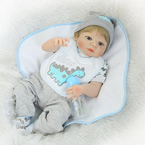 Medylove Reborn Baby Dolls Clothes Dinosaur Outfit for 20-23inch Reborn Doll Boy Baby Clothing Gray Sets