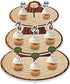 Wood-Grain 3-Tier Cardboard Cupcake Stand/Tower | Wild One, Woodland Animal Baby Shower Decorations, Camp-Fire Party Supplies, Lumberjack Theme Birthday Decor, Western Cowboy/Cowgirl Birthday Parties