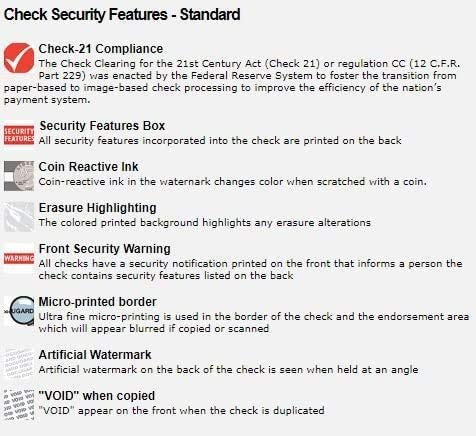 Endoc Computer Check Paper - 50 Pack - Blank Stock Check on Top and Stub on Bottom - Security Features & Laser Printer Compatible for Home and Business – Blue Diamond
